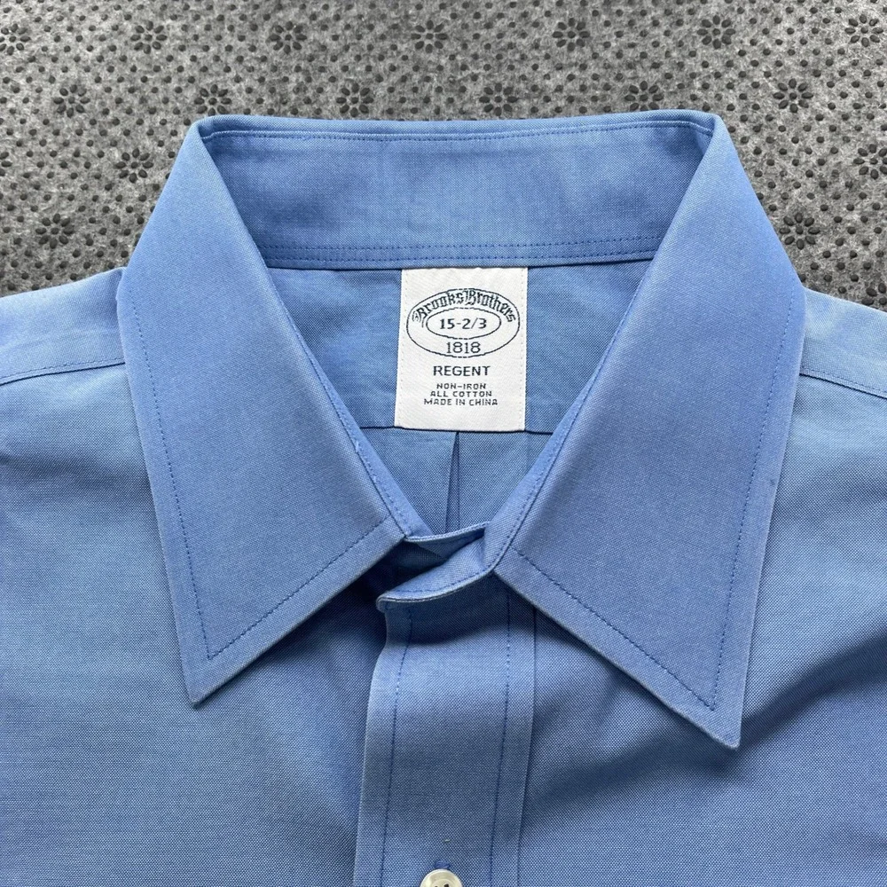 Brooks Brothers 1818 Regent Fit Light Blue Non-Iron Cotton Dress Shirt 15-2/3